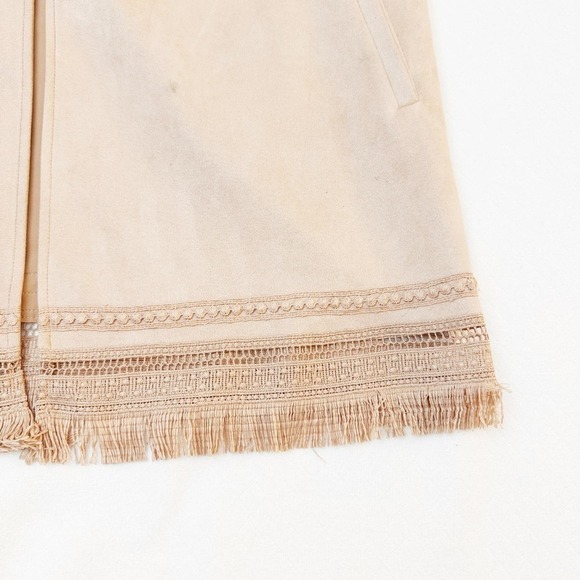 Zara Fringed Jacket Cardigan Textured Faux Suede Nude Pink Size L - Picture 6 of 6